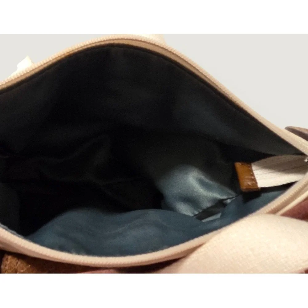 Coach Cream Leather Crossbody Bag Brown Snake‎ Print Turnlock Small Messenger